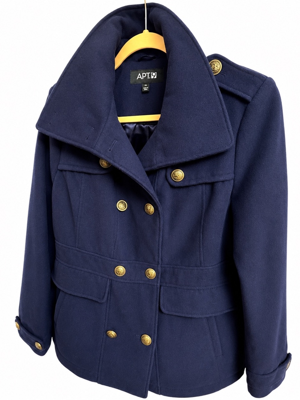 Apt. 9 Navy Double-Breasted Peacoat with Gold Buttons
